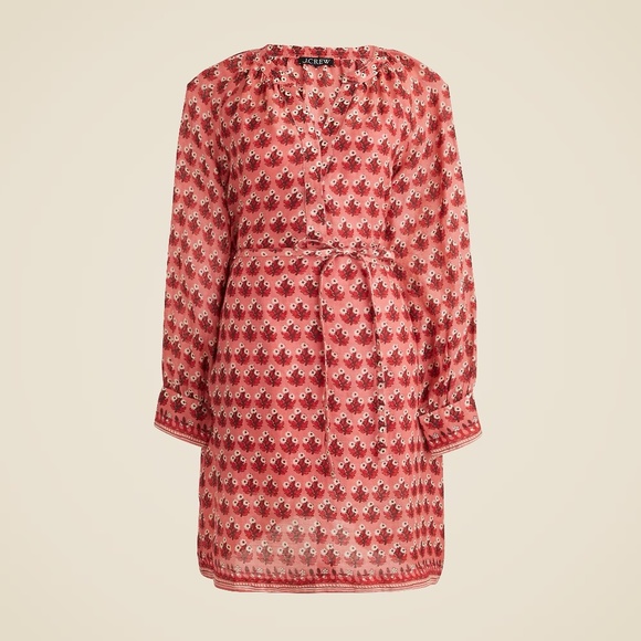 NWT!! J. CREW Cabana Mini Dress Block Print Ramie Coral Multi Cover Up XXS - Picture 12 of 16